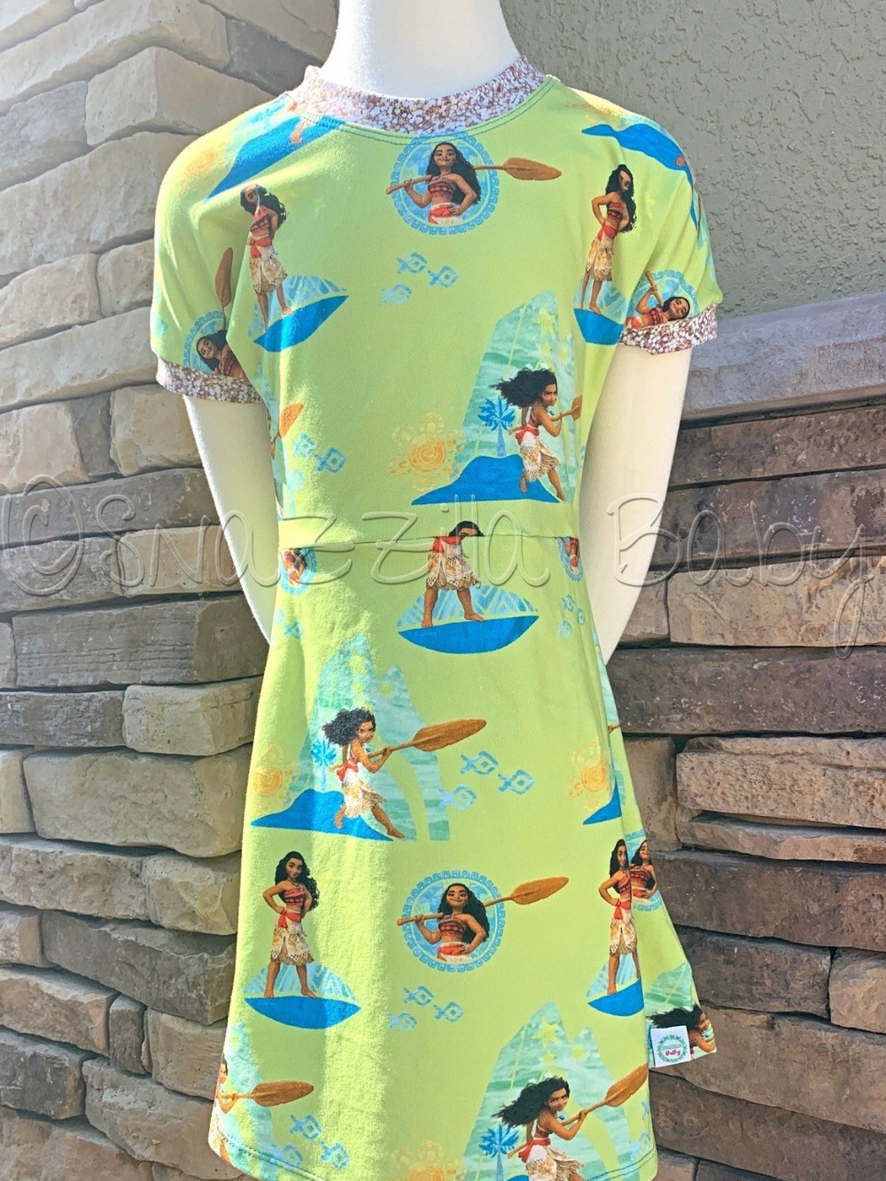 Girls' Lime Green Moana Print Dress